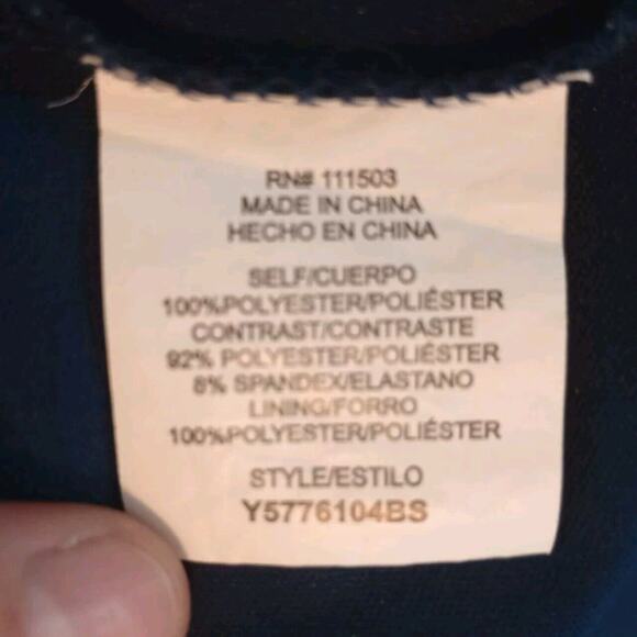 Luxology Dress Sz Large Blue Lined Lace Detail 3/4 Sleeves Flowy Boho Flirty - Picture 12 of 12